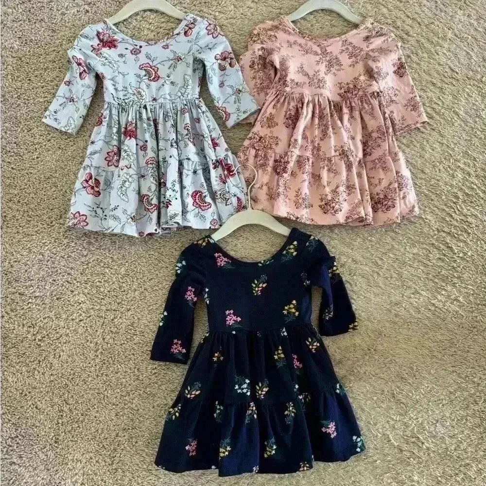 Janie and Jack Lot of 3 Fall Jersey Dresses 12-18 mos